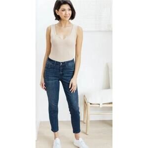 NWT Judy Blue Los Angeles Speckled Splatter Mid Rise Jeans Women's 16W Dark Wash